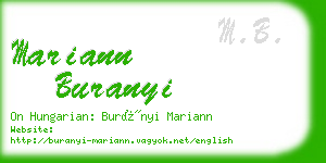 mariann buranyi business card